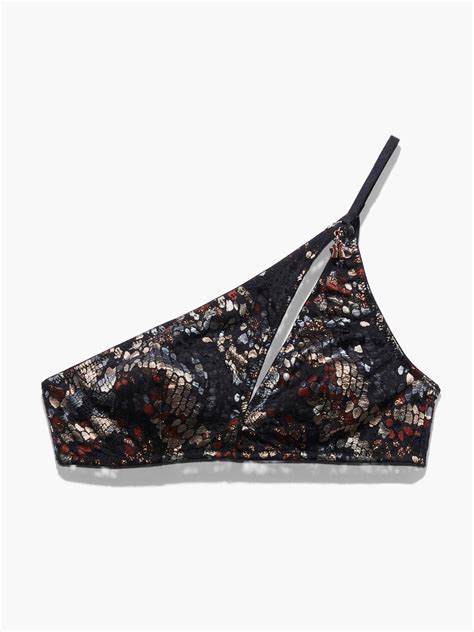 Cold Hearted Snake Asymmetrical Lace Bralette In Black Brown Multi Savage X Fenty