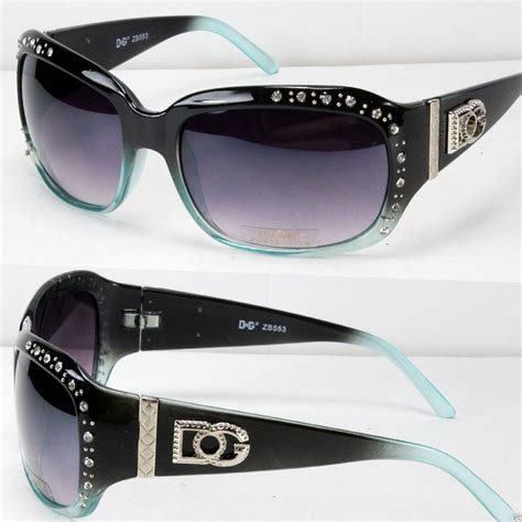new dg designer womens rhinestones sunglasses shade fashion wrap black blue 2t rhinestone