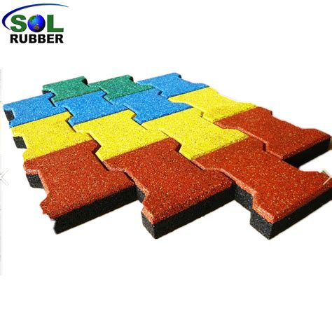 Sol Rubber Outdoor Driveway Recycled Rubber Brick Tiles Patio Pavers