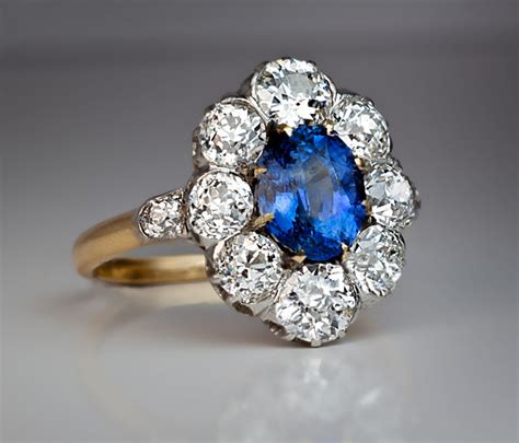 2.52 ctw ceylon sapphire and and diamond engagement ring in 14k white gold. Sapphire Diamond Antique Engagement Ring c. 1910 - Antique ...