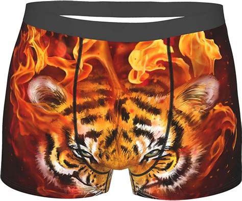 Mens Boxer Briefs Head Tiger Flames Underwear Breathable Boxer Briefs