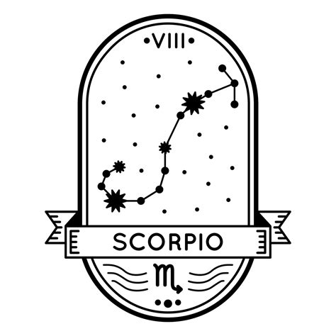 Zodiac Badge Constellation Scorpio Stroke 22094889 Vector Art At Vecteezy