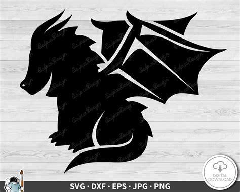 Baby Dragon Svg Clip Art Cut File Silhouette Dxf Eps Png  Etsy