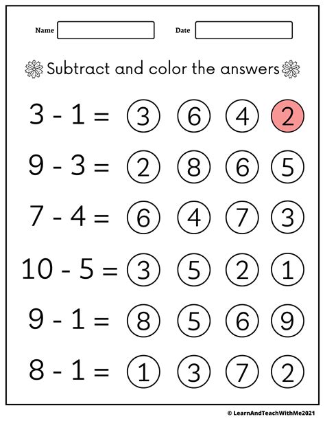 Subtraction Worksheets 1 10 Made By Teachers