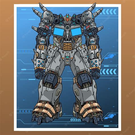 Premium Vector Mecha Robot Cyber Symbol Builded By Head Arm Body Leg