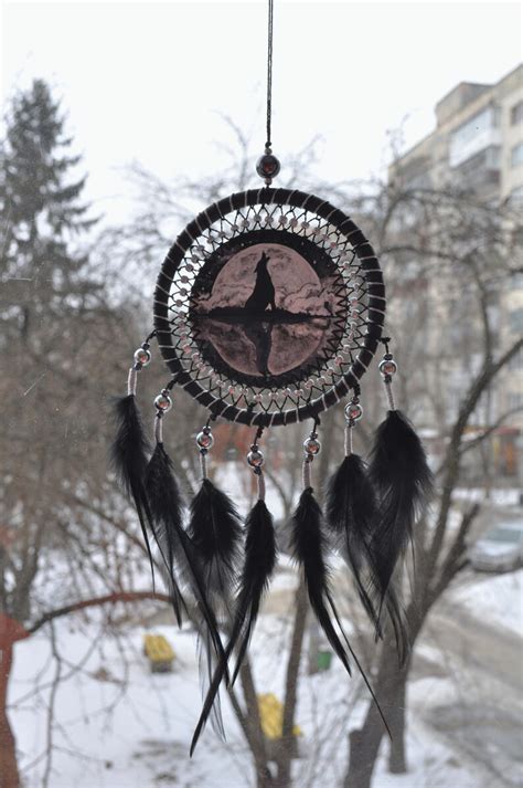 Moon Wolf Dream Catcher Small Car Hanging Review Rear View Etsy