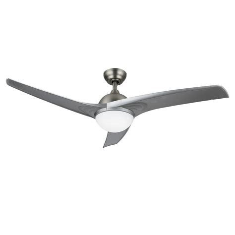 52 Ceiling Fan W Led Light Brushed Nickel Finish With Three Silver