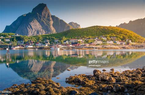 Norwegian Fishing Village At The Lofoten Islands In Norway Dramatic