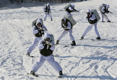 South Korean Special Forces Participate In Winter Training Exercises