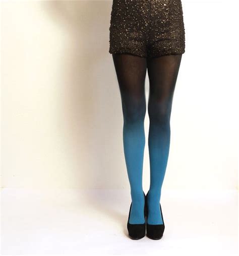 ombre tights gradient tights hand dyed teal and black etsy ombre tights fancy outfits