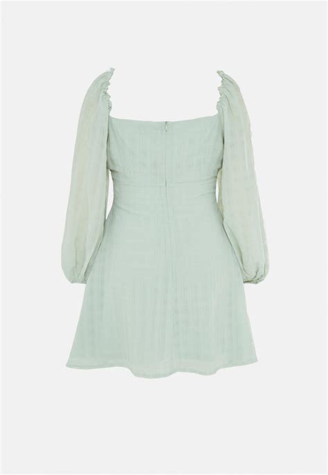Plus Size Sage Crinkle Textured Milkmaid Mini Dress Missguided