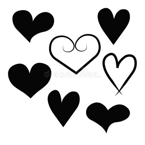 Set Of Outline Hand Drawn Heart Iconvector Heart Collection Illustration For Your Graphic