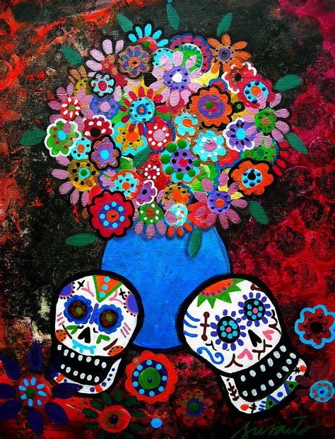 Dia De Los Muertos Blooms Painting By Pristine Cartera Turkus Fine