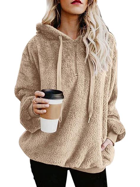 Women S Warm Fleece Sweatshrit Hoodies Winter Jumper Tops Plus Size Coat