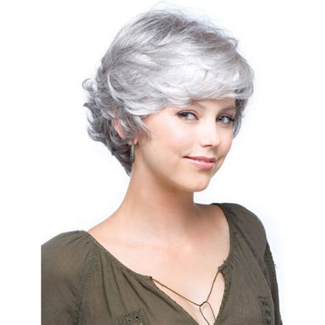 Newjf997 Fashion Short Gray White Mix Health Hair Hair Wig Wigs For