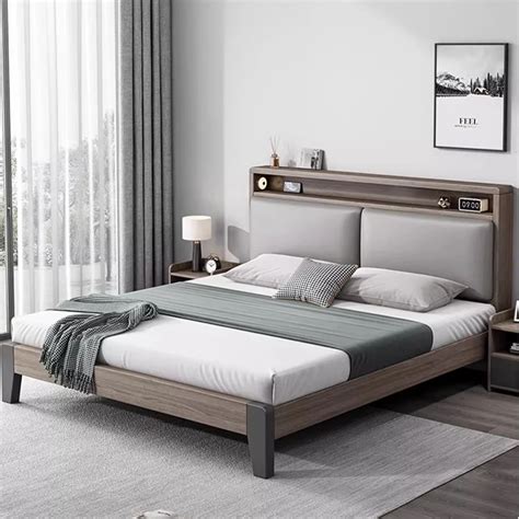 Wooden Bedroom Bed King Size Frame Double Luxury Headboards Bed Modern Platform Full Sex