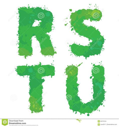 R S T U Handdrawn English Alphabet Letters Are Made Of Green
