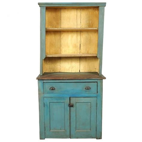 Antique Blue Paint Decorated Cupboard At 1stdibs