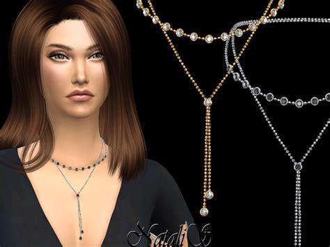 Double Round Crystals Necklace By Natalis Sims 4 Jewelry