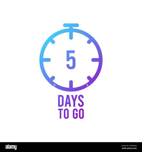 Count Timer Icon Vector Emblem Of 5 Days Left In Flat Style Hour Down