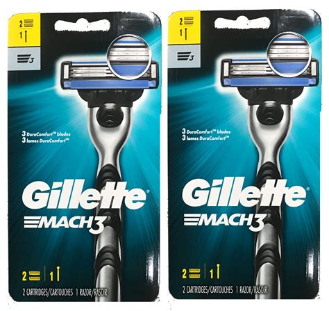 Gillette Mach3 Mens Razor 1 Handle And 2 Cartridges 2 Pack 47400658929 Ebay