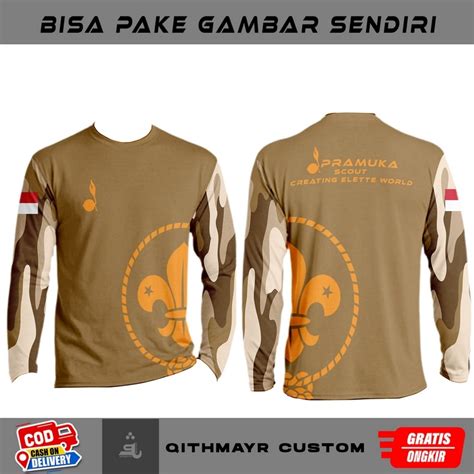 Jual Kaos Lengan Panjang Pramuka Baju Loreng Motif Scout Jersey Pembina