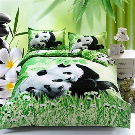 Suncloris4pcs Queen Size Duvet Cover Set3d Cute Snuggled Pandas
