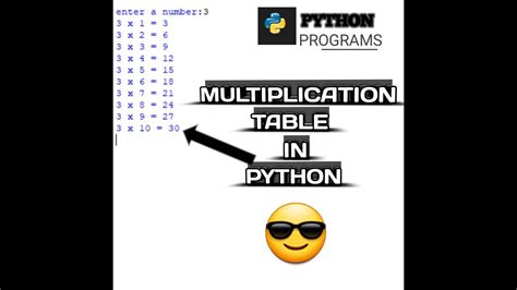 Multiplication Table In Python Pythontutorial YouTube