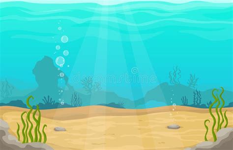Underwater World In Sea Vector Cartoon Landscape Stock Vector