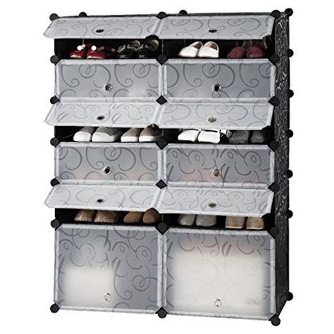 Langria 12 Cube Diy Shoe Rack Modular Organizer Plastic Cabinet By 6 Tier Shelving Bookcase