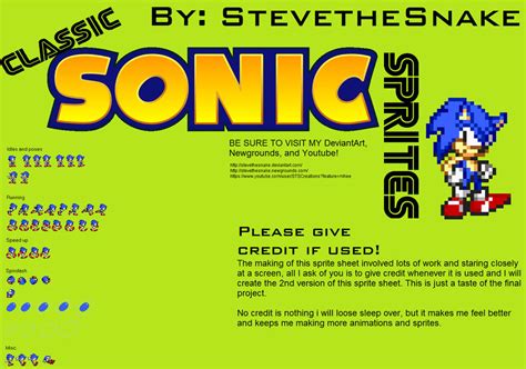 Classic Sonic Sprite Sheet V10 By Stevethesnake On Deviantart
