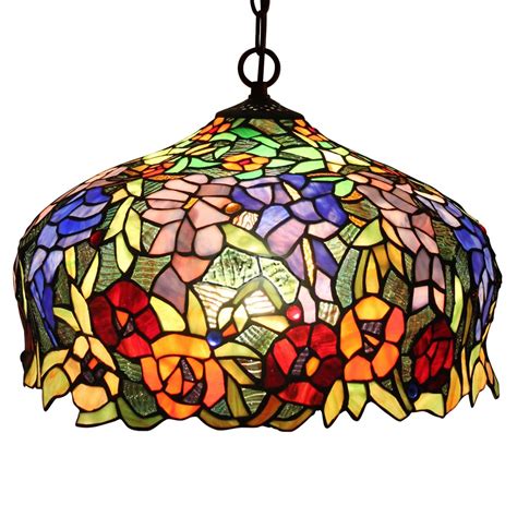 Bieye L10557 Wisteria And Rose Flowers Tiffany Style Stained Glass