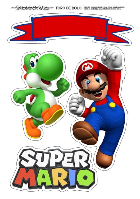 We found this awesome cake topper for mario fans. Super Mario Bros Birthday Party: Free Printable Cake ...