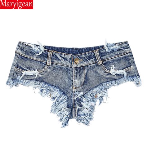 Danjeaner Newly High Cut Sexy Jeans Denim Booty Shorts Double Button Low Rise Waist Micro Mini