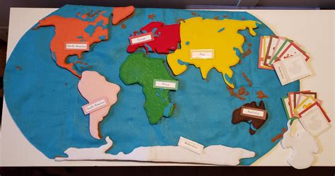 Felt World Map And 3 Part Cards World Map Continents Godly Play Biomes