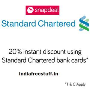 About standard chartered debit cards. Snapdeal 20% Off on Rs.2000 with Standard Chartered Bank ...