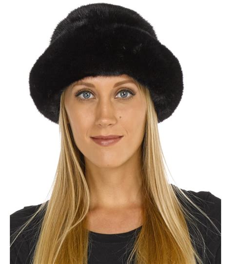 Sabrina Mink Fur Roller Hat With Mink Top In Black