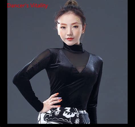 2018new Fashion Performance Sexy Long Sleeve Latin Latin Shirt For Women Female Tango