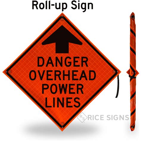 Danger Overhead Power Lines Roll Up Signs
