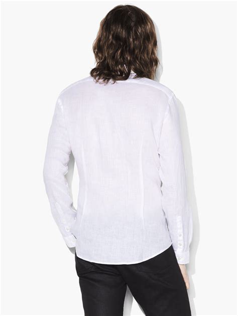 John Varvatos Slim Fit Linen Button Up Shirt In White For Men Lyst