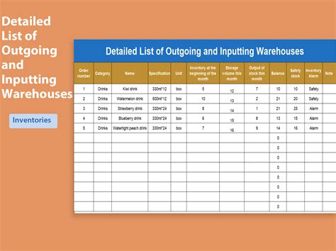 Excel Of Simple Warehouse List Xlsx Wps Free Templates
