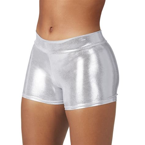Mid Rise Elastic Waist Hot Shorts Dazzleflex Silver