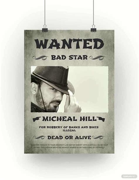 Printable Cowboy Wanted Poster Template In Psd Download