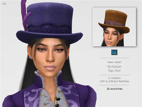 Victorian Top Hat V1 Top Hat Sims 4 Steampunk Hairstyles With Hat
