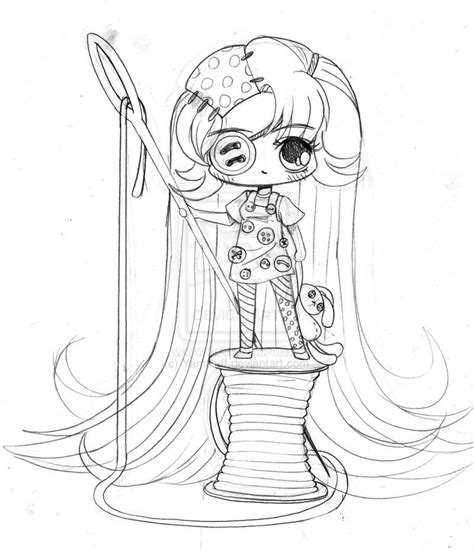 Yampuff Chibi Girl Coloring Page