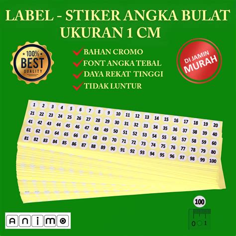 Jual Label Stiker Angka Bulat 1 Cm Round Number Stickers 1 Cm