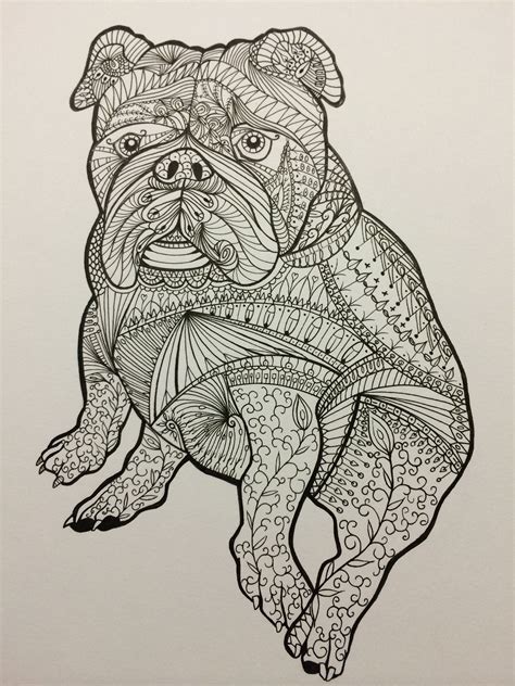 I Drew This Zentangle Drawing Of An Englishbulldog Bulldog Art Dog