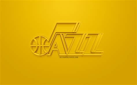Download Wallpapers Utah Jazz Creative 3d Logo Yellow Background 3d
