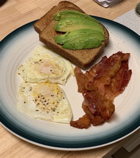Homemade Over Easy Eggs Bacon And Avocado Toast Rfood