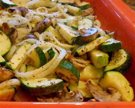 Roasted Zucchini Mushrooms And Onions Recipe